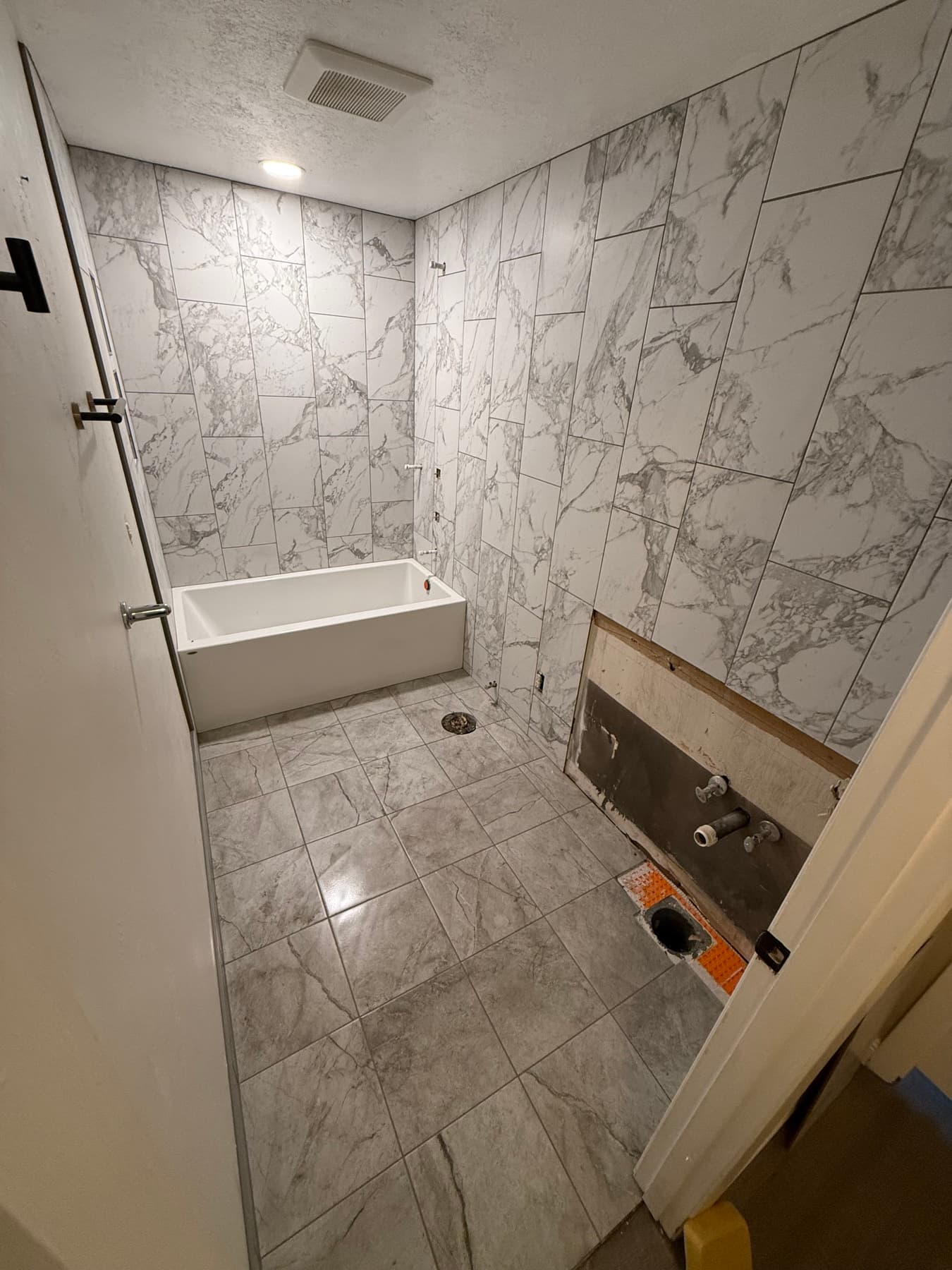 Marble shower tile installation